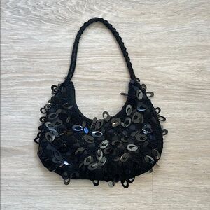 White House Black Market Chic Black Sequin Handbag